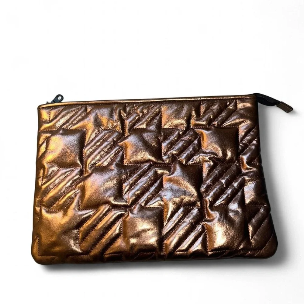 MAJE metallic large copper leather clutch / pouch